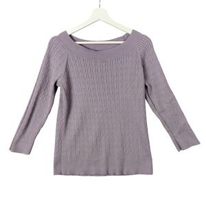 Talbots Pima Cotton Cable Knit Sweater Boat‎ Neck Long Sleeve Preppy Womens XL